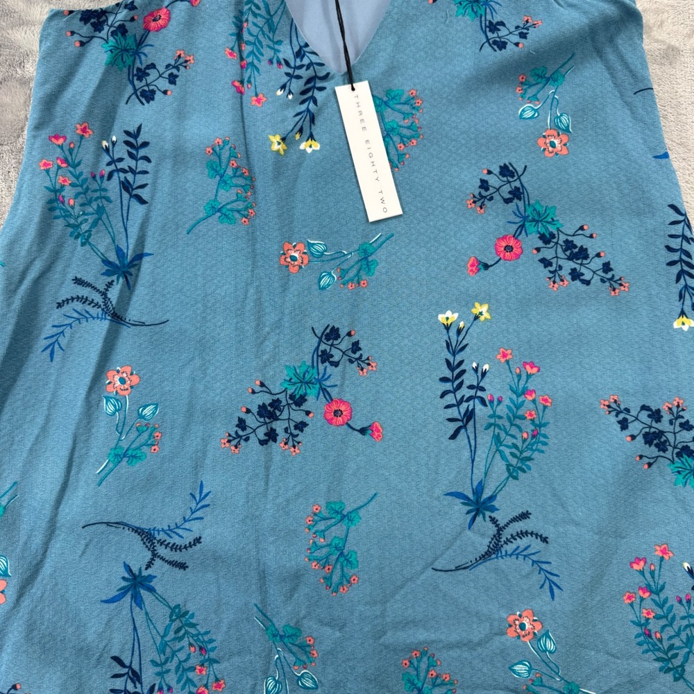 Three Eighty Two Floral Cami Dress Blue Racerback V-Neck Mini NWT Size S - Picture 6 of 9
